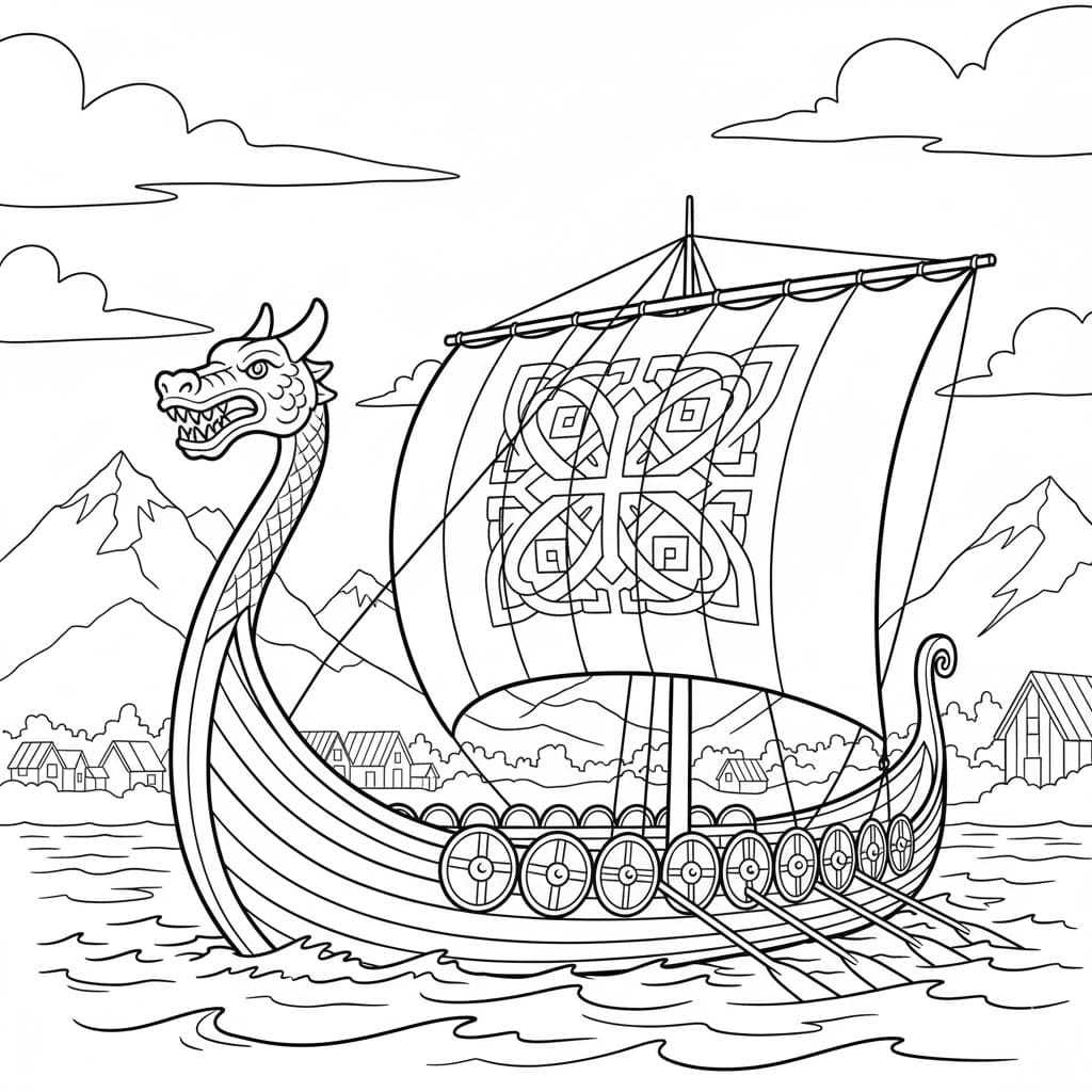 Et godt vikingskip fargelegging