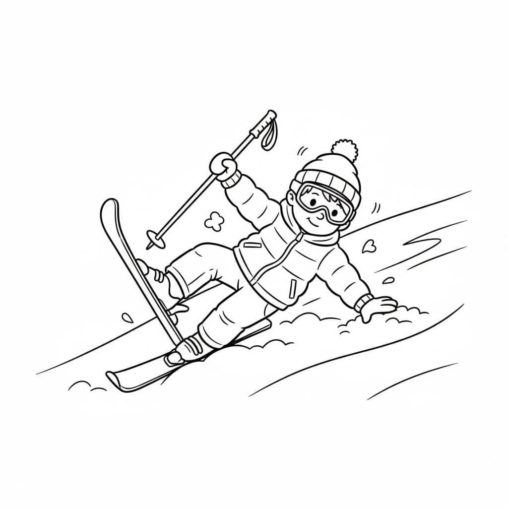 Falle mens du står på ski fargelegging