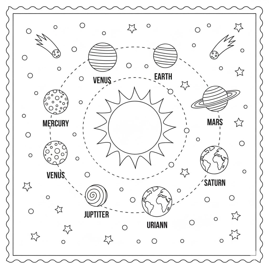 Gratis planeter i solsystemet fargelegging