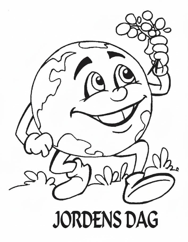 Gratulerer med jordens dag utskrivbar for barn fargelegging