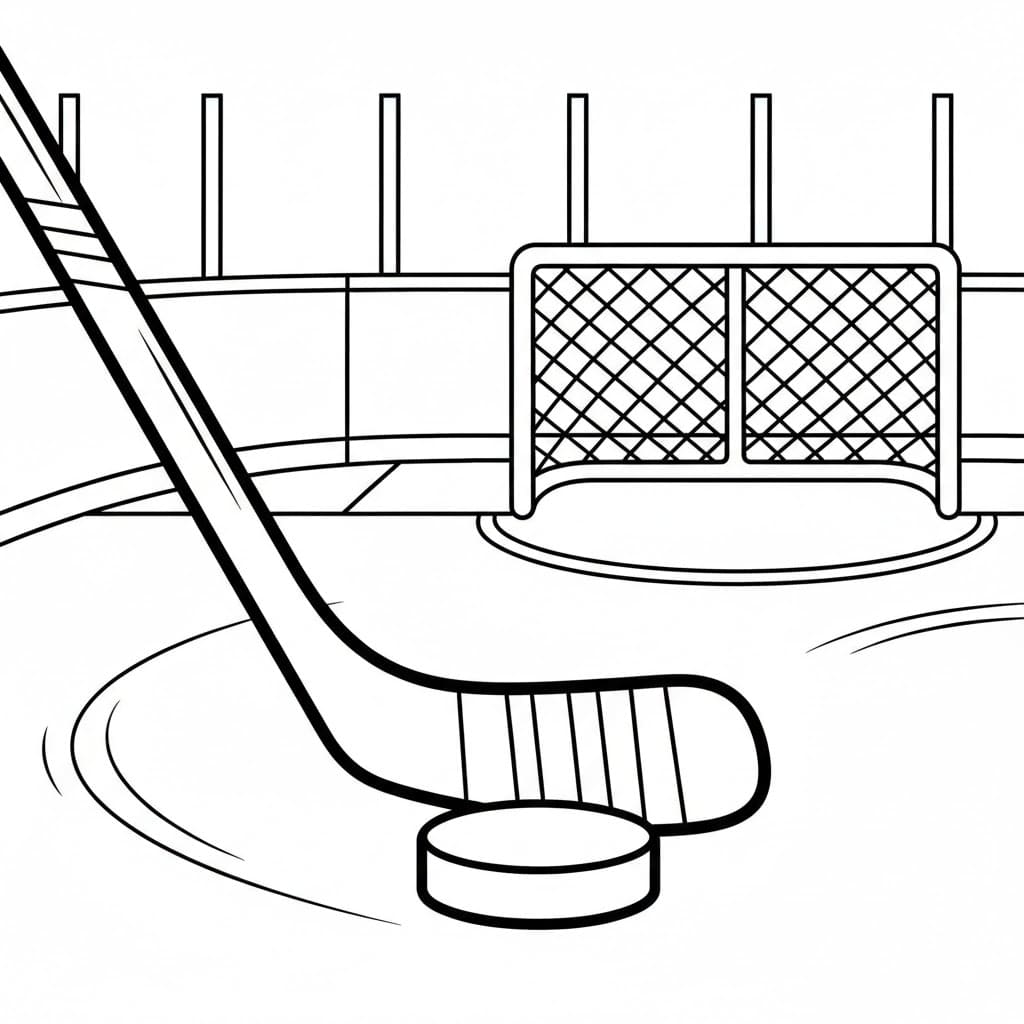 Hockeykølle og puckside fargelegging