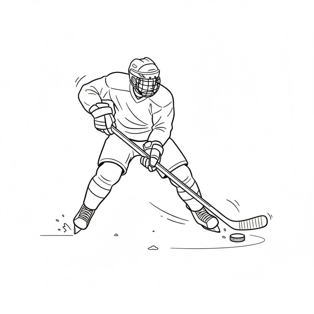 Hockeyspiller skyter puck fargelegging