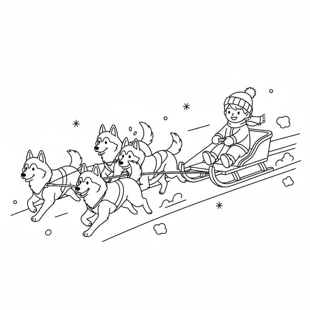 Hund som trekker slede fargelegging