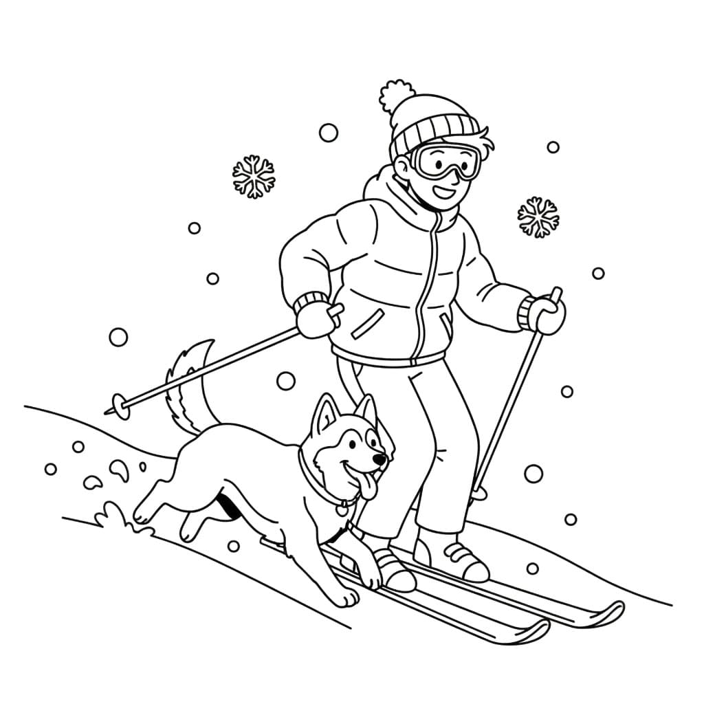 Hunden løp etter skiløperen fargelegging