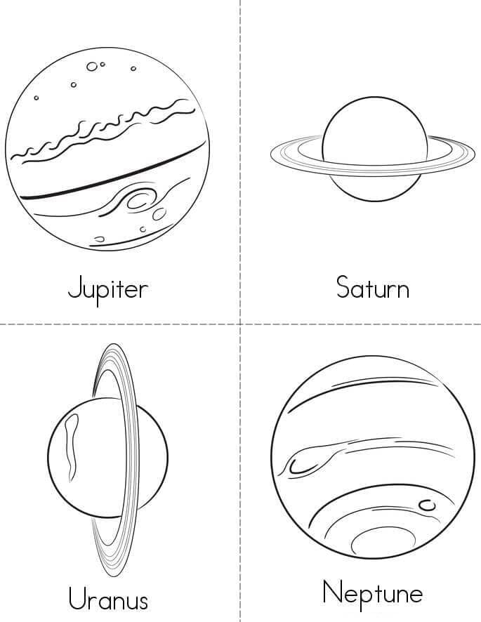 Jupiter, Saturn, Uranus og Neptun fargelegging