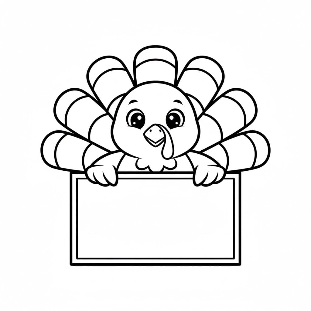 Kalkun holdende skilt fargelegging