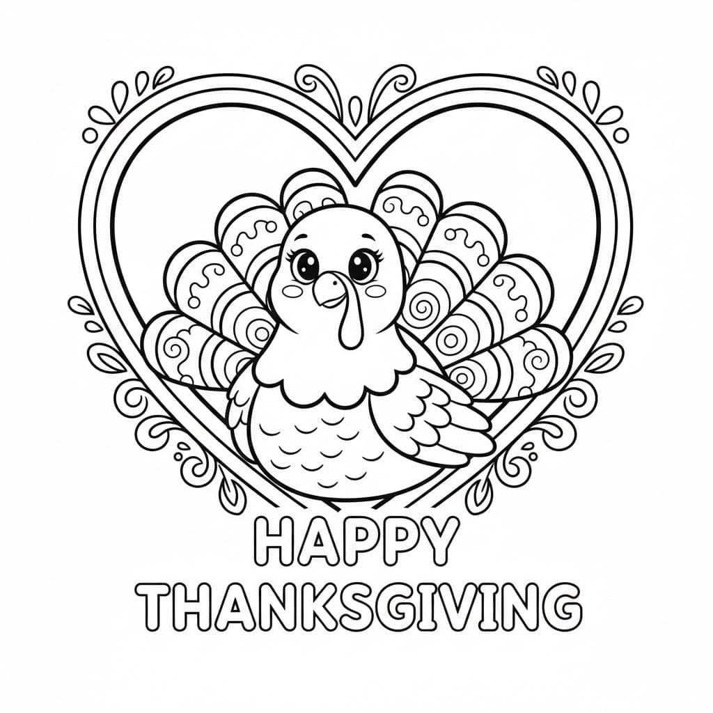 Kalkun i hjerteramme fargelegging