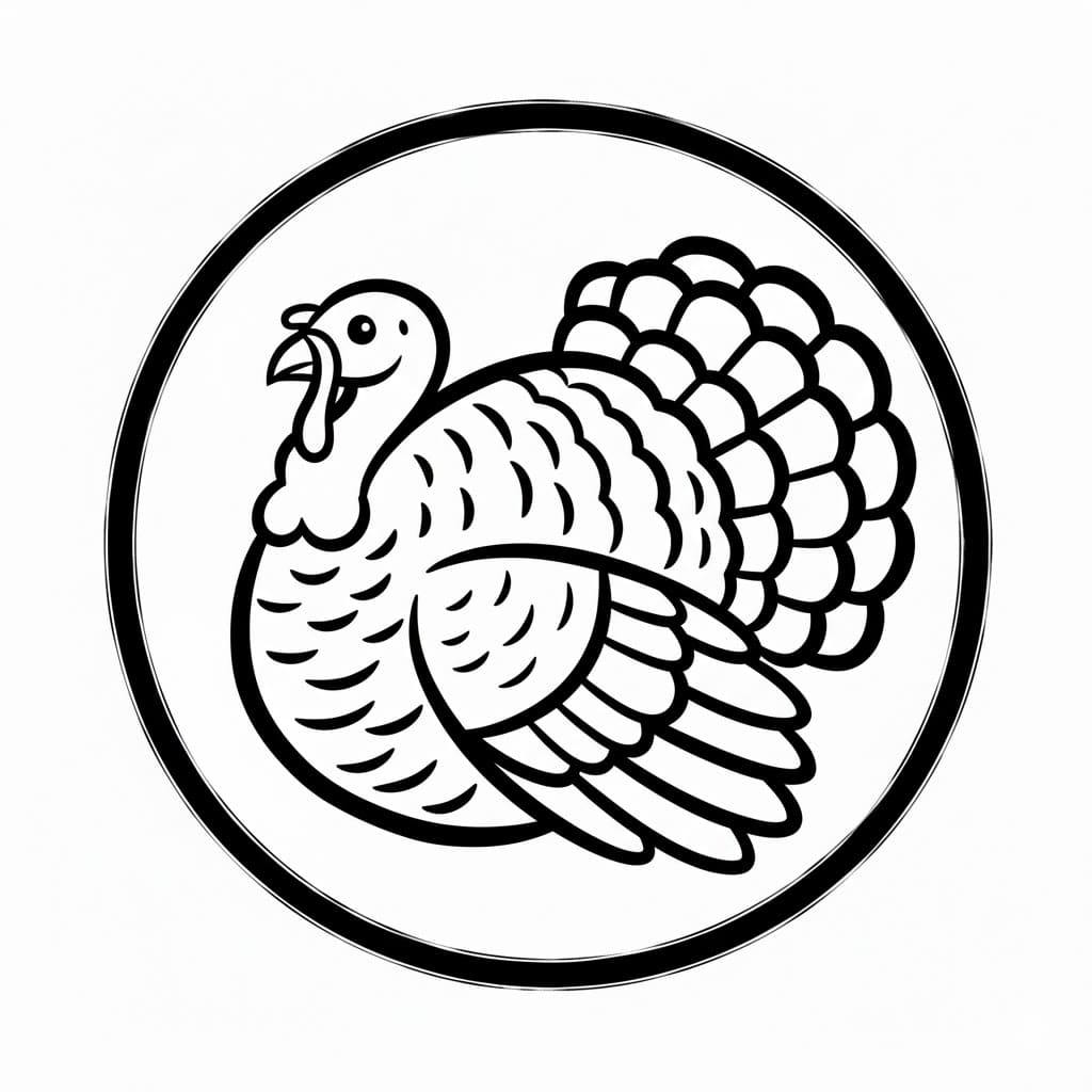 Kalkun i sirkelramme fargelegging