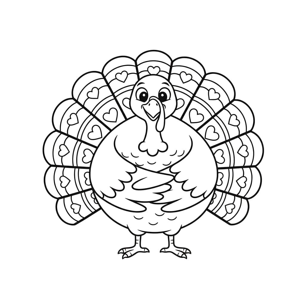 Kalkun med innpakkede vinger fargelegging