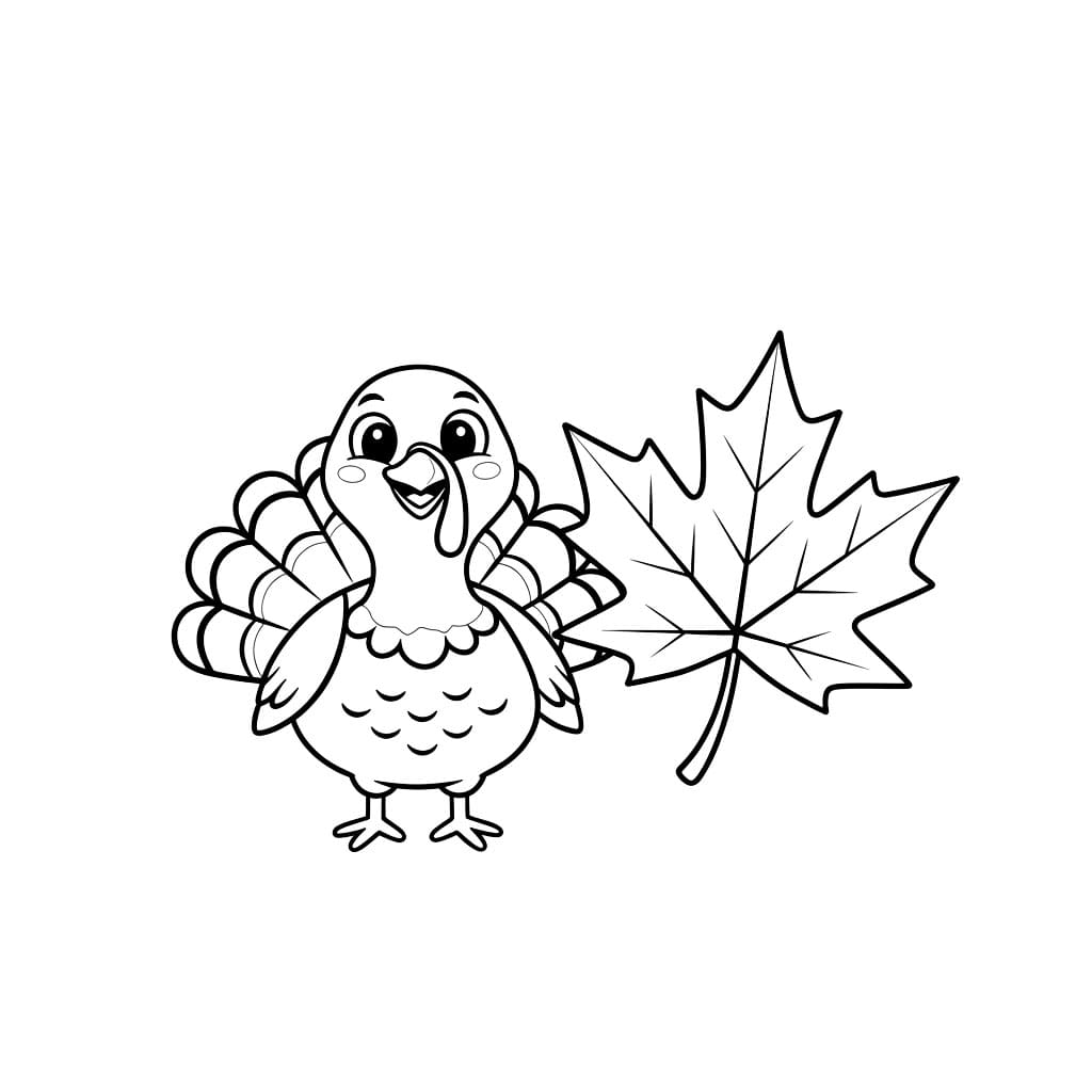 Kalkun med lønneblad fargelegging