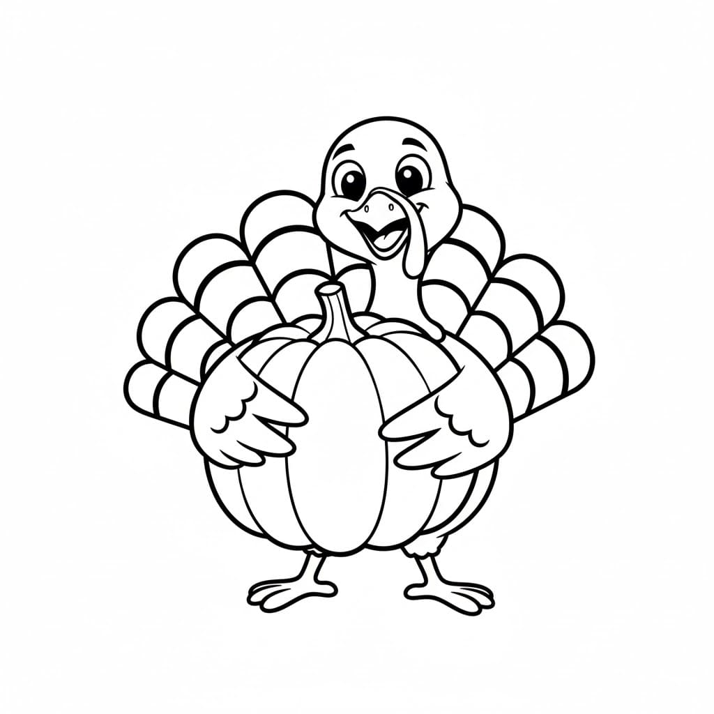 Kalkun som holder gresskar fargelegging