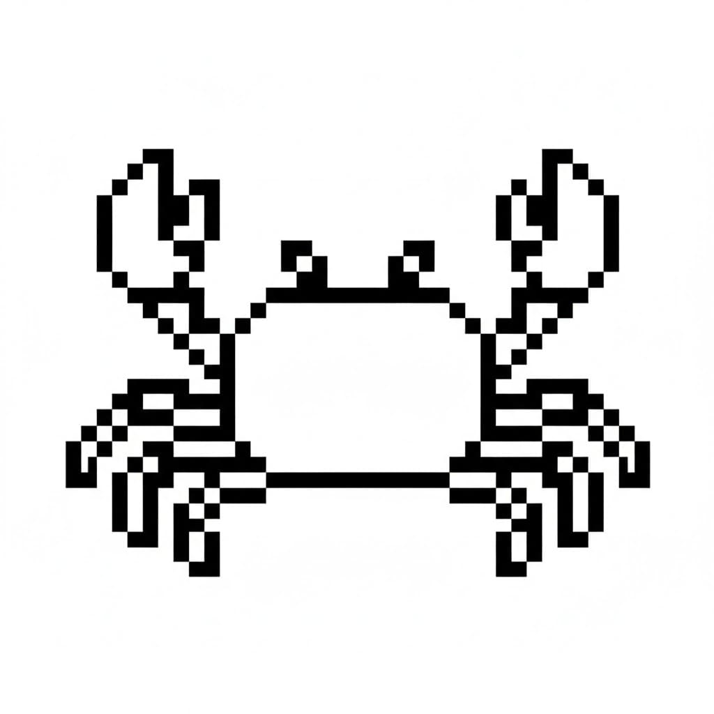 Krabbe i pikselstil fargelegging