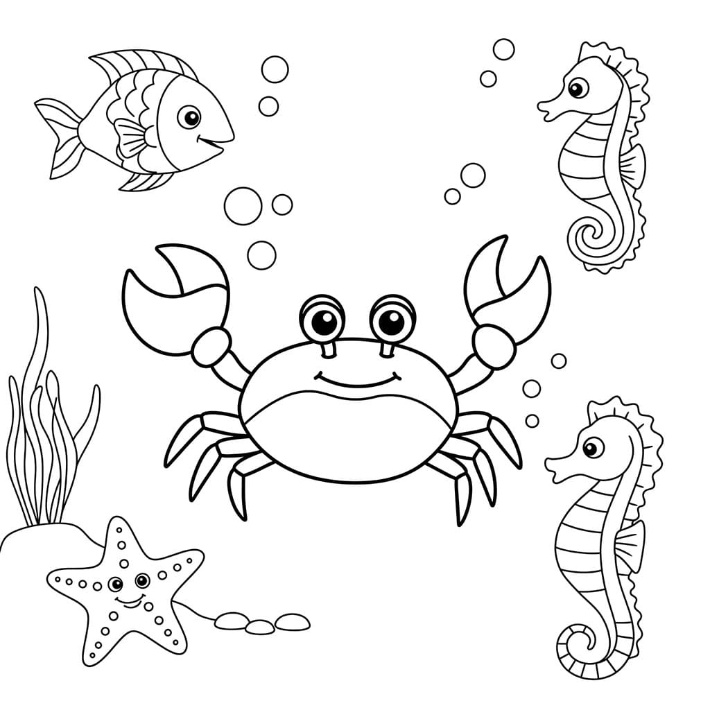 Krabbe og vennene hans fargelegging