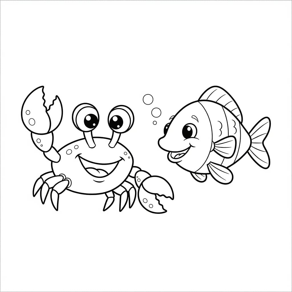 Krabben og fisken hans fargelegging