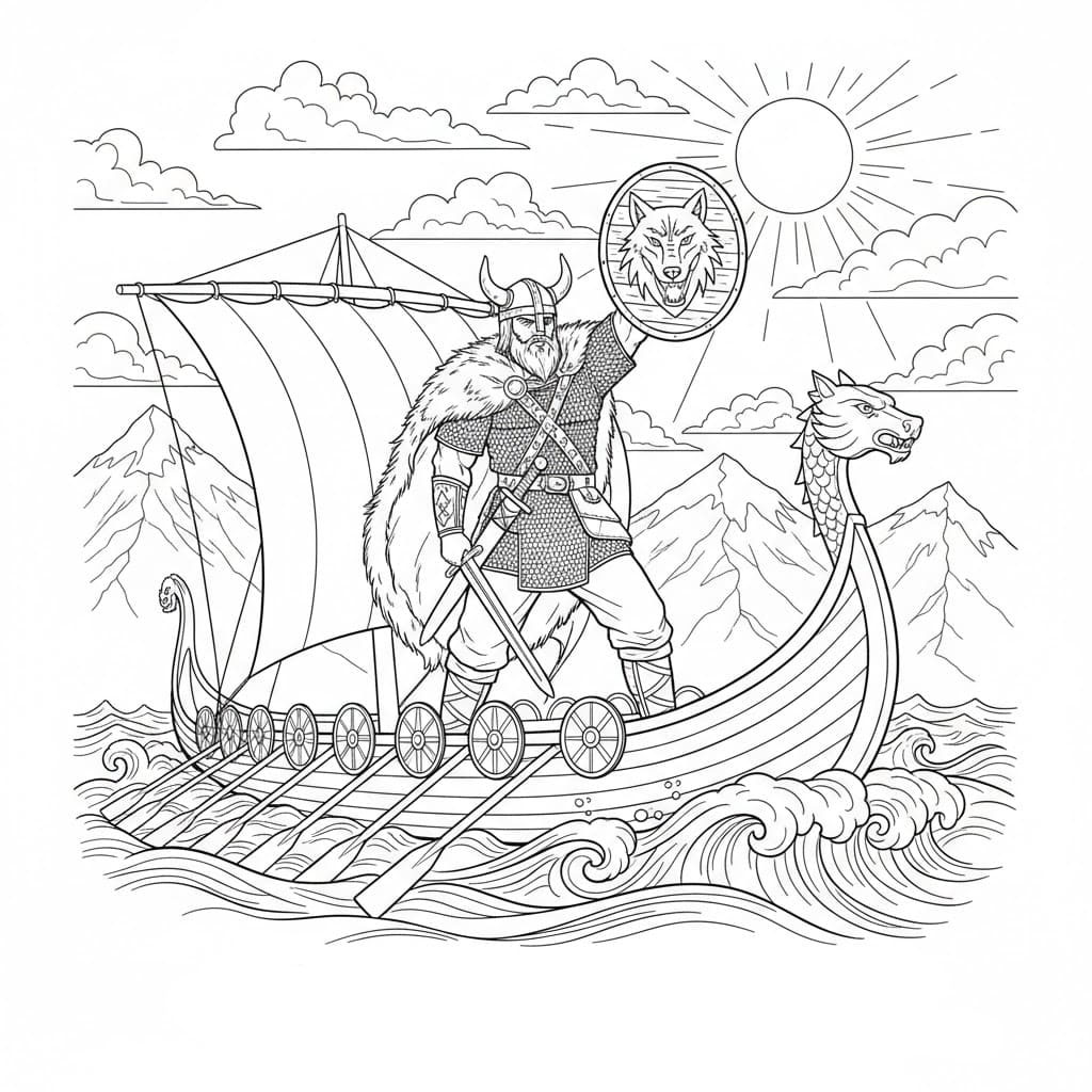 Kriger vikingskipet fargelegging