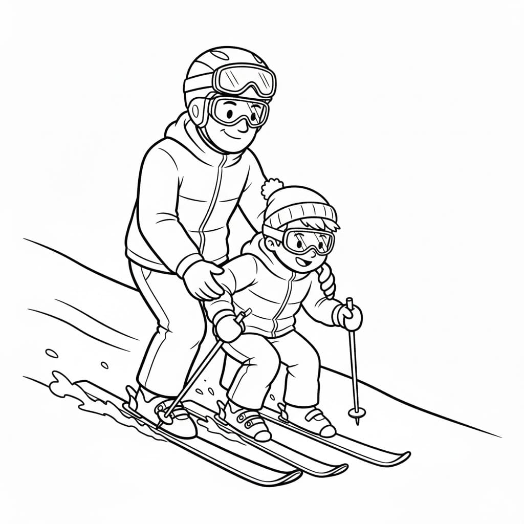 Lær å stå på ski fargelegging