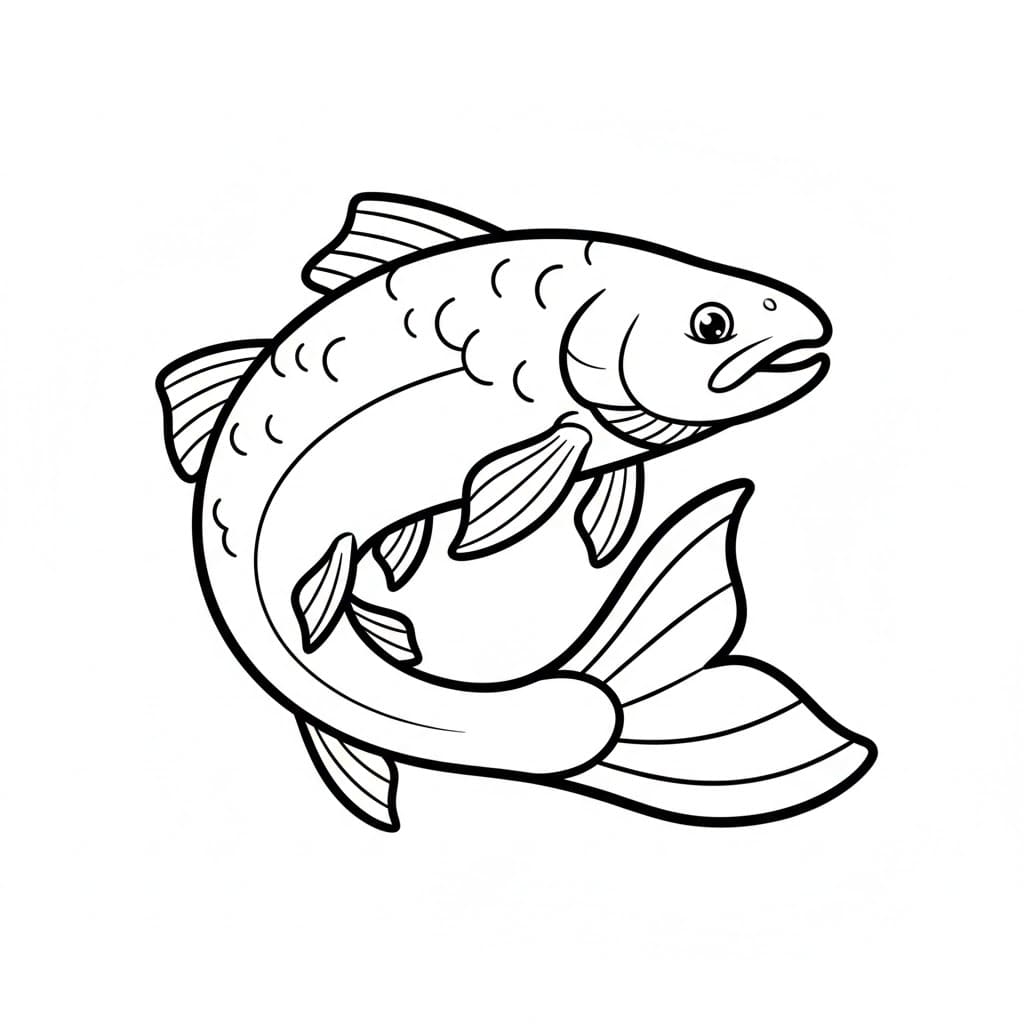 Laks med utstrakt hale fargelegging