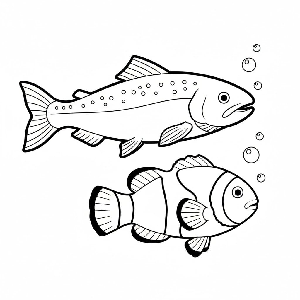 Laks og klovnefisk fargelegging