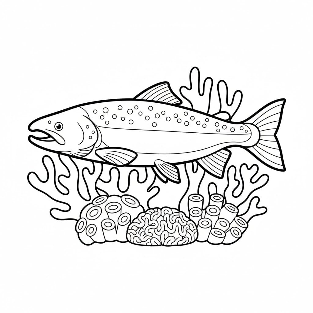 Laks og koraller fargelegging