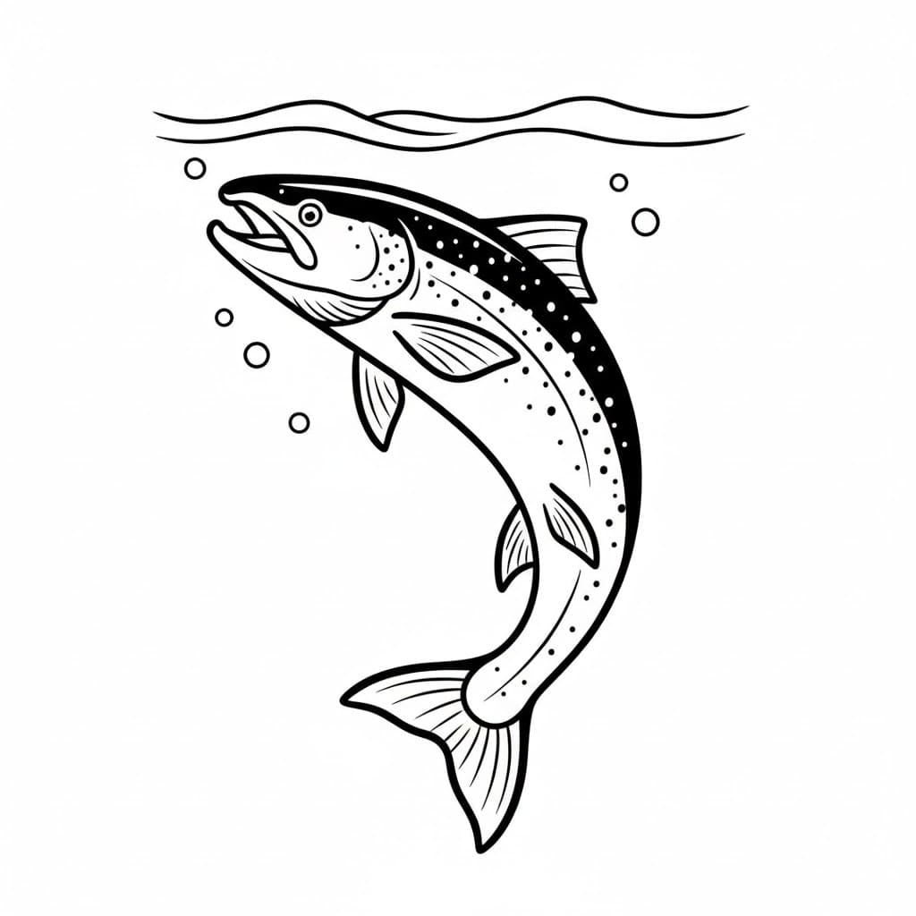 Laks som stiger fargelegging