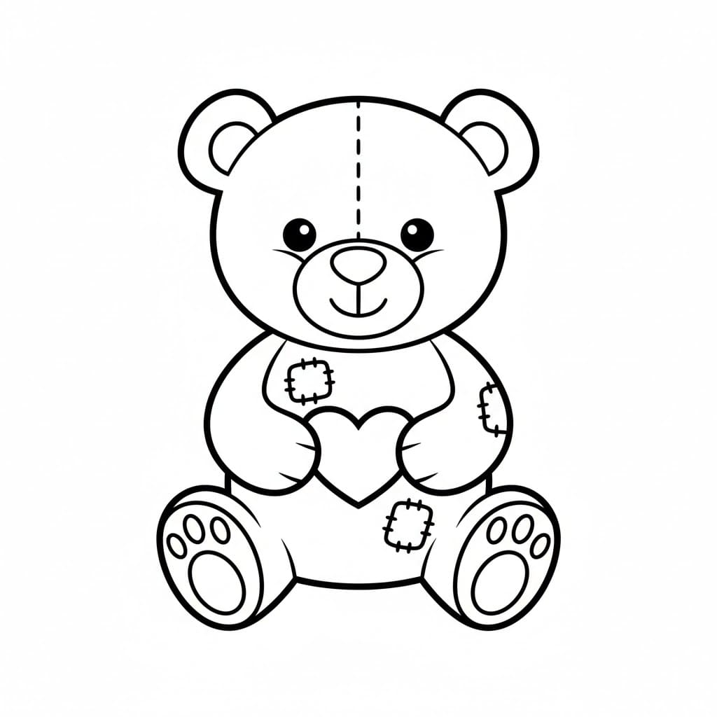 Liten hjertebamse fargelegging