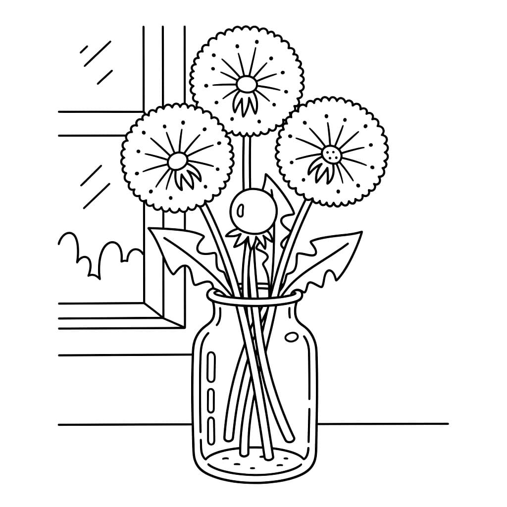 Løvetann i en vase fargelegging