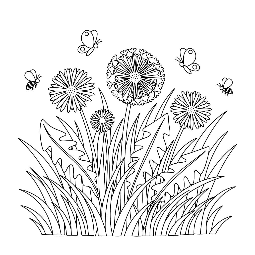 Løvetann i gresset fargelegging