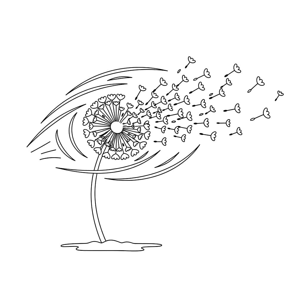 Løvetann i vinden fargelegging