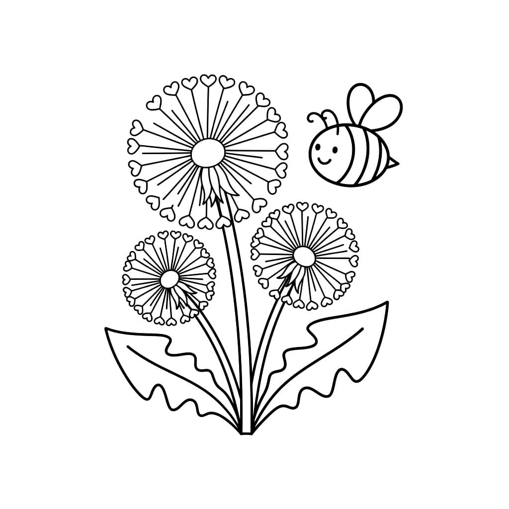 Løvetann med bie fargelegging