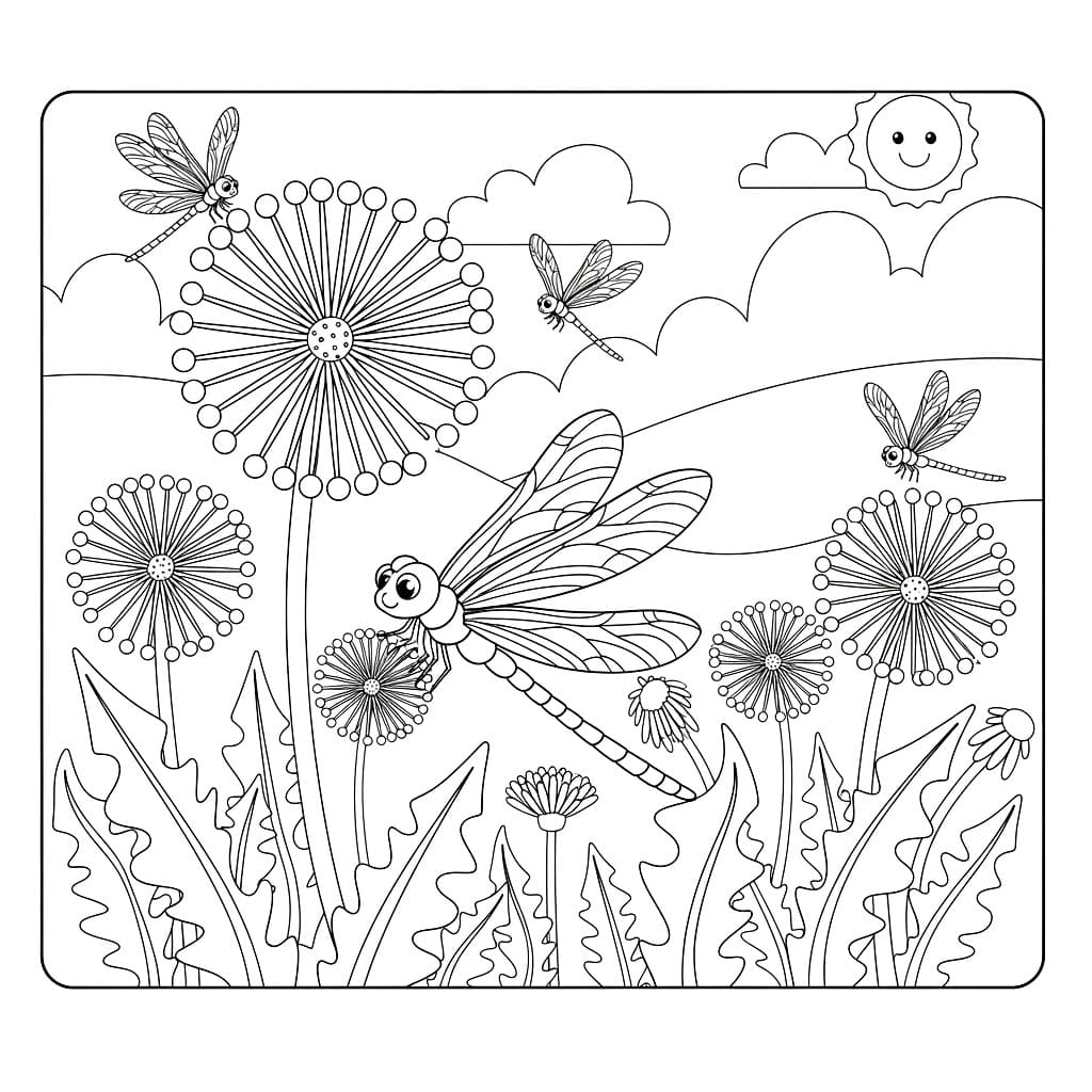 Løvetann med øyenstikker fargelegging