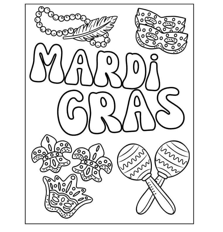 Mardi Gras for barn gratis fargelegging