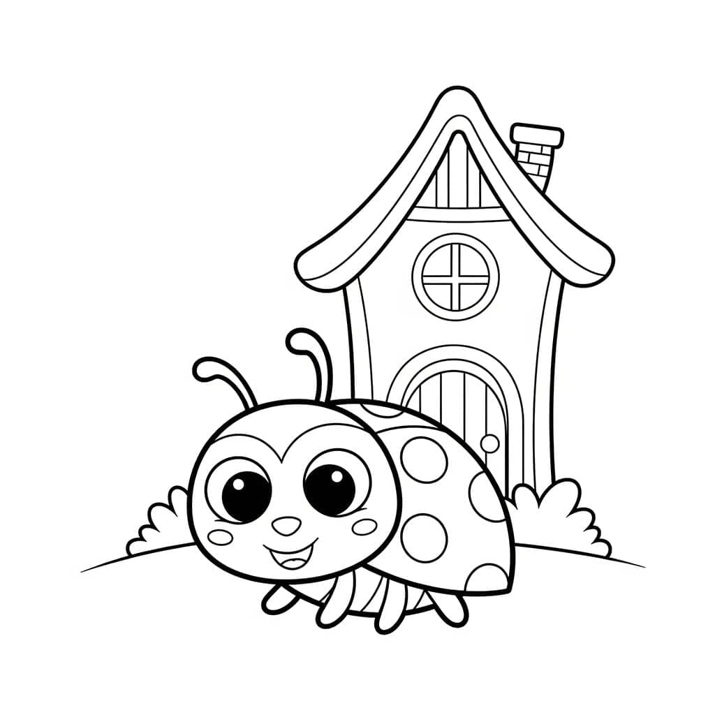 Marihøne med hus fargelegging