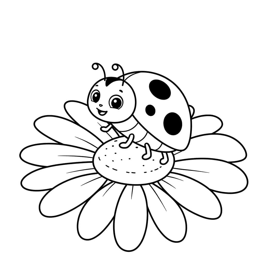 Marihøne på en blomst fargelegging