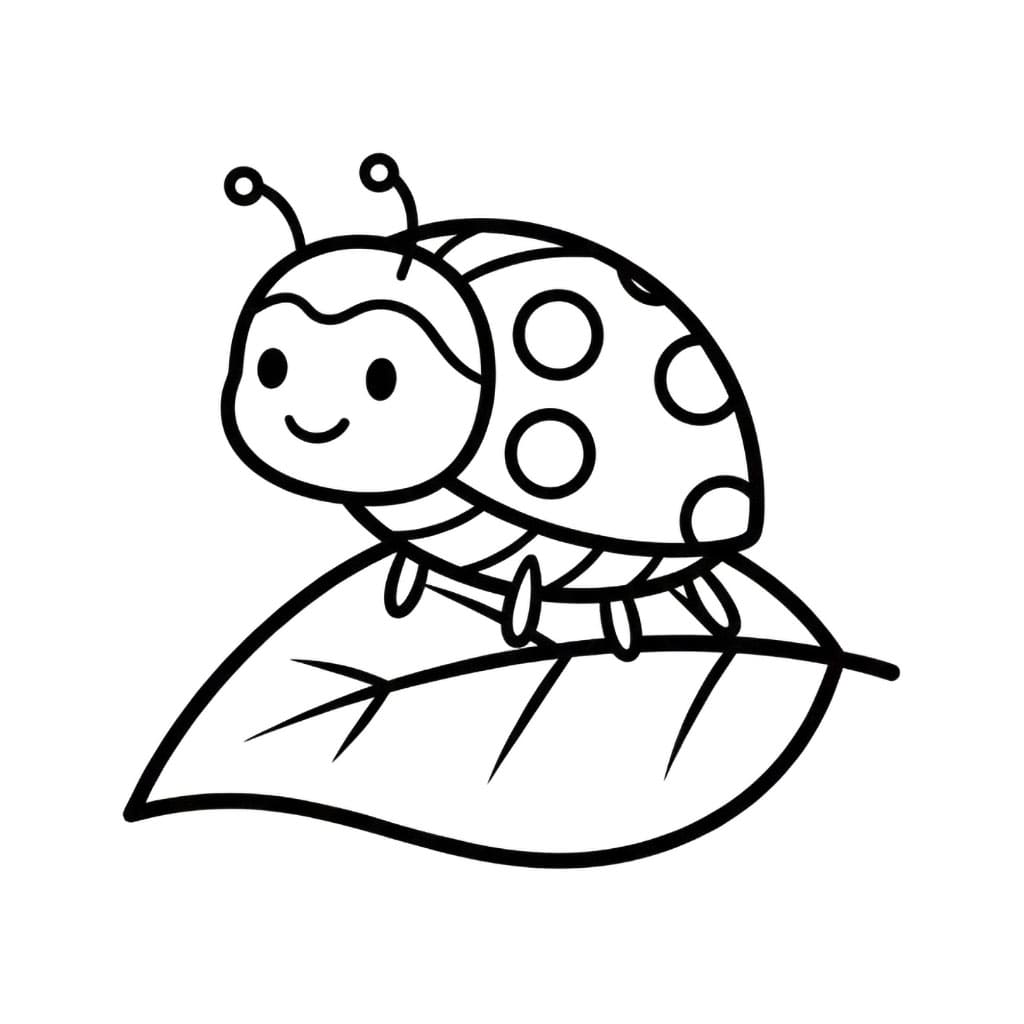 Marihøne står på et blad fargelegging