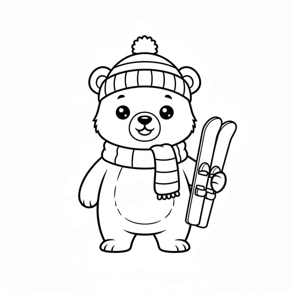 Maskot med ski fargelegging