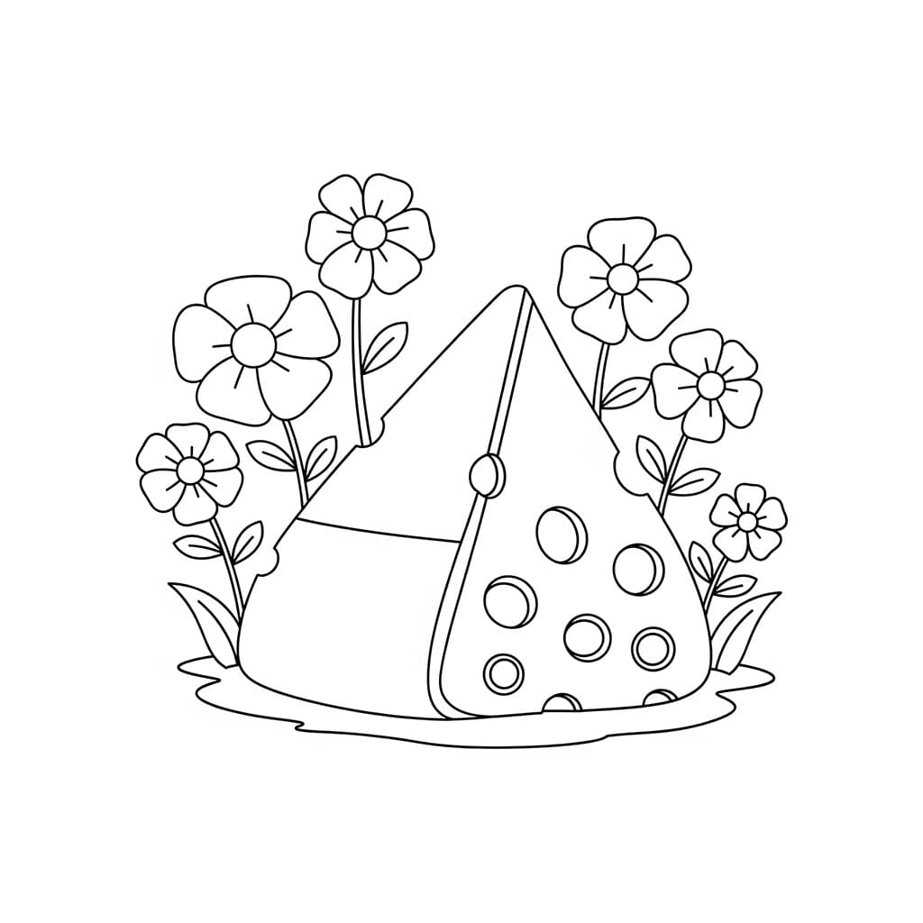 Ost og blomster fargelegging