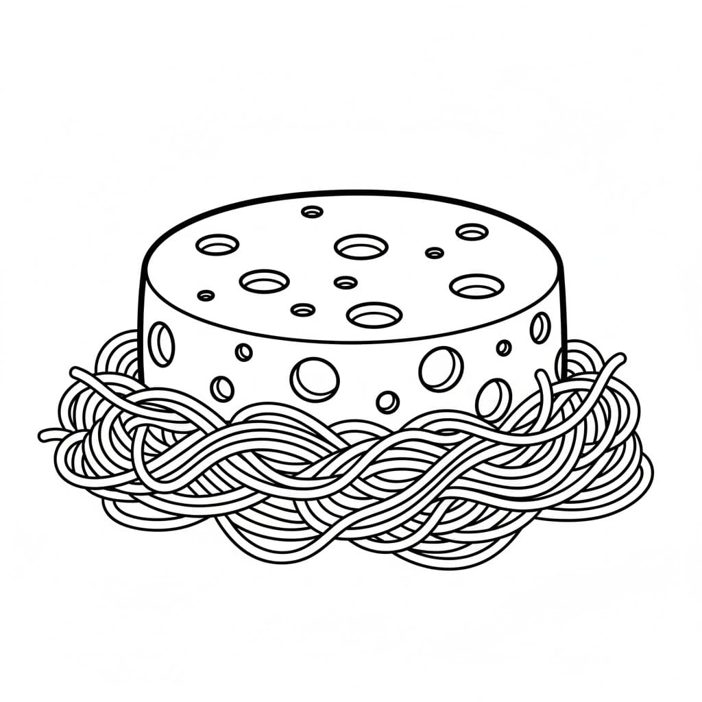 Ost og spaghetti fargelegging