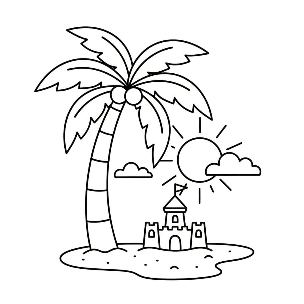 Palmetre med sandslott fargelegging
