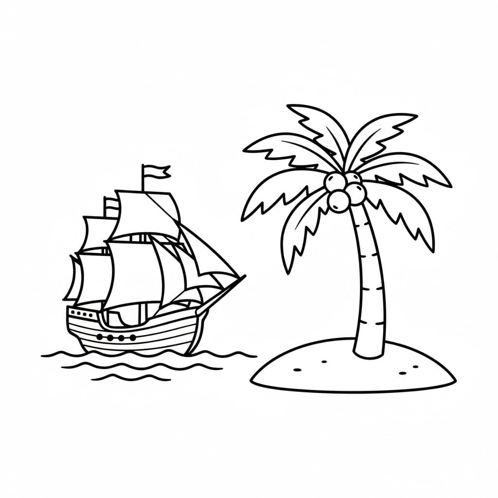 Palmetre og skip fargelegging