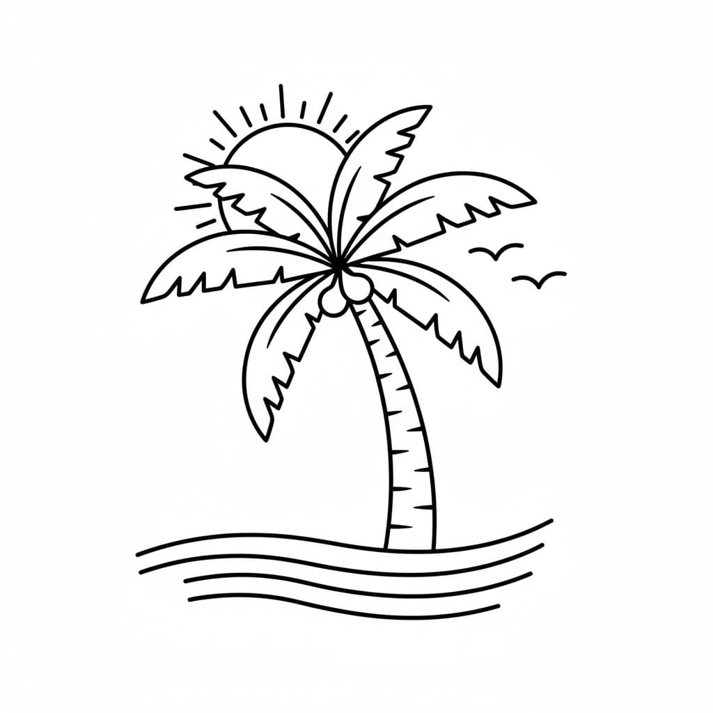 Palmetre og solen fargelegging