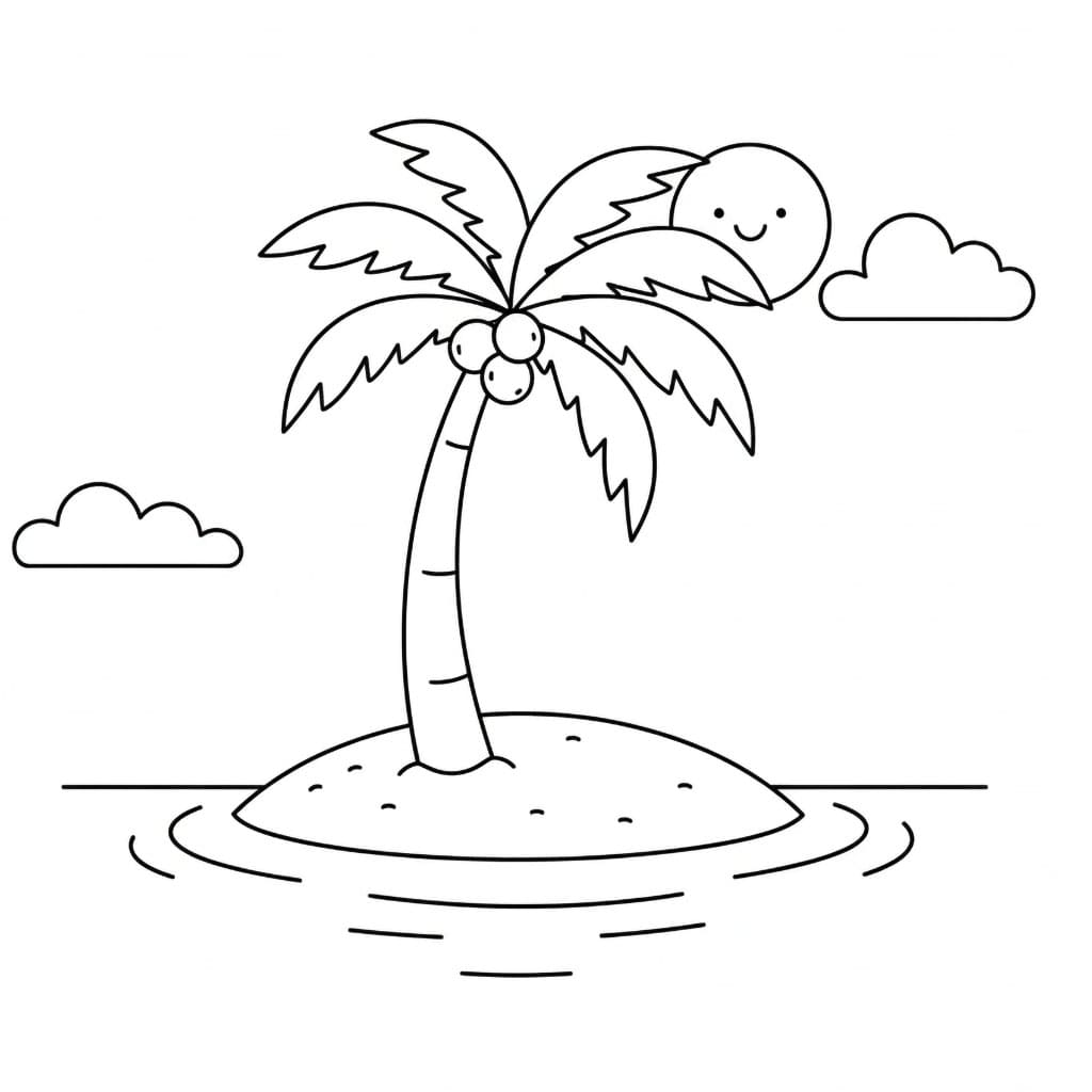 Palmetre på liten øy fargelegging