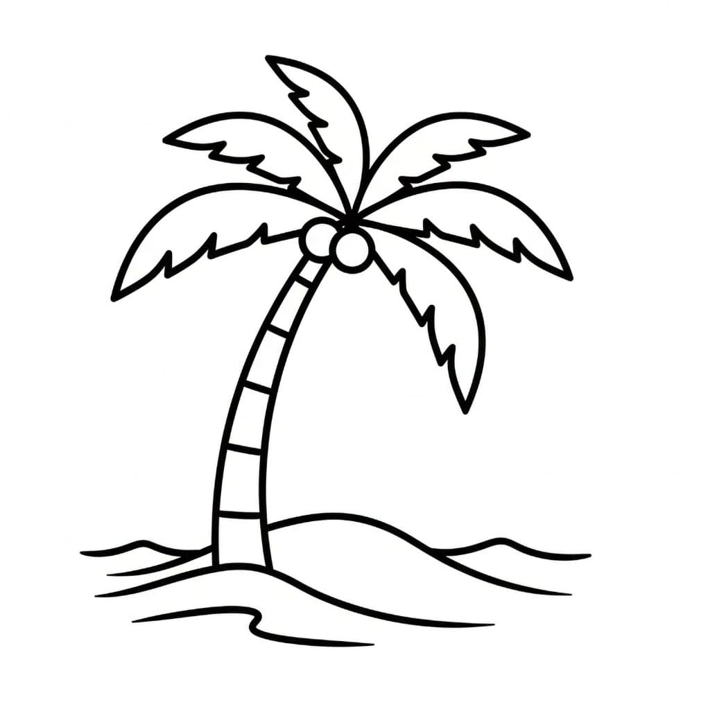 Palmetre på sanden enkelt fargelegging