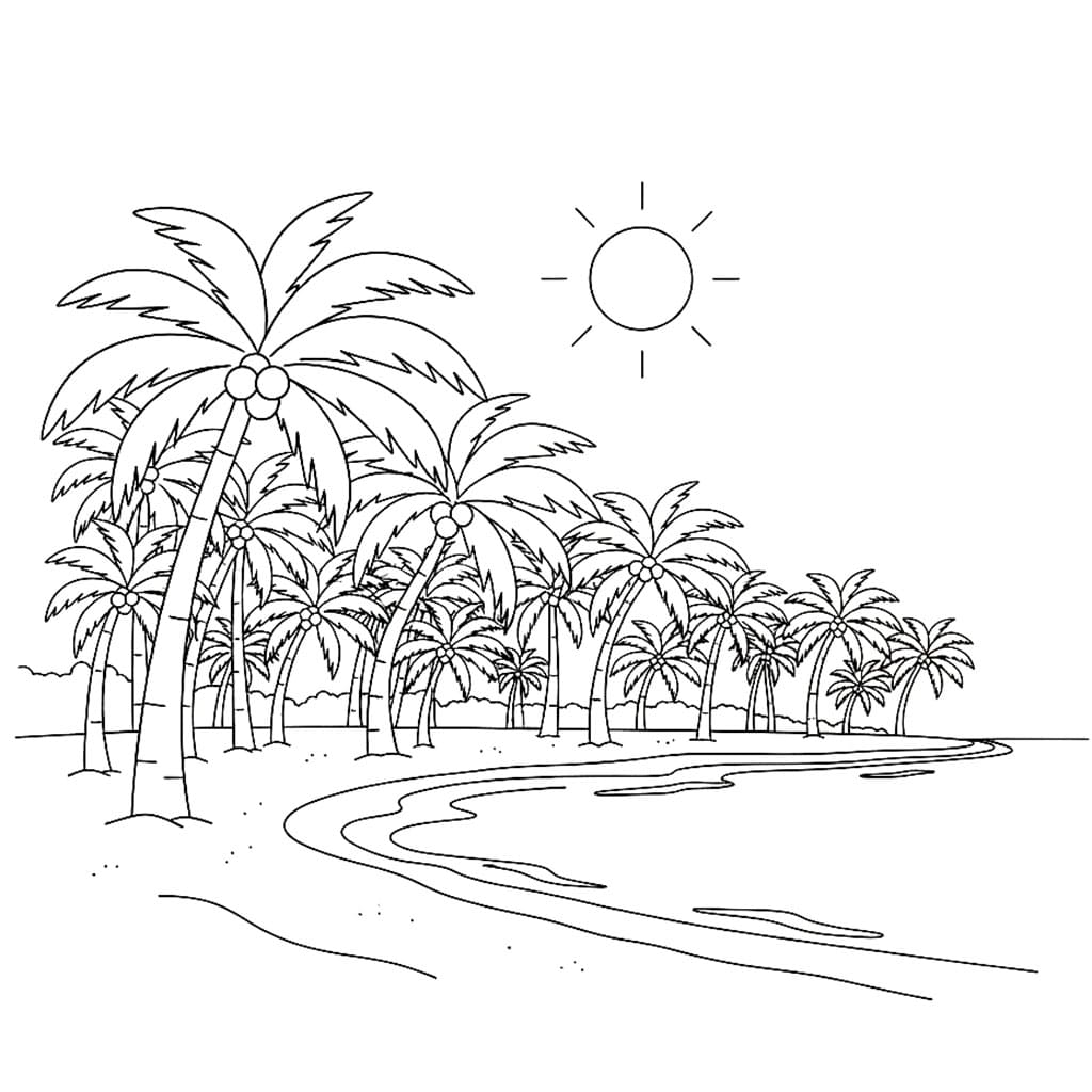 Palmetre på stranden fargelegging