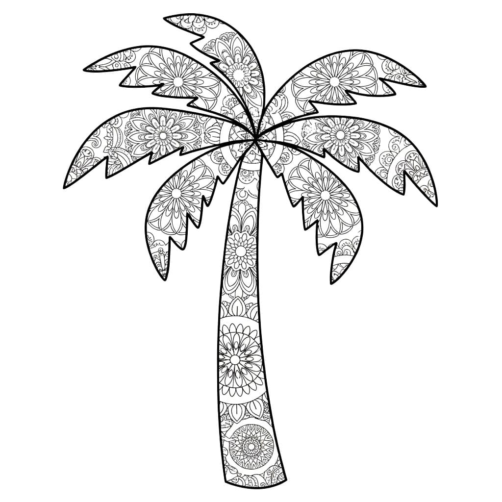 Palmetremandala fargelegging