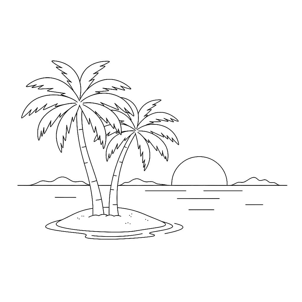 Palmetrepar før solnedgang fargelegging