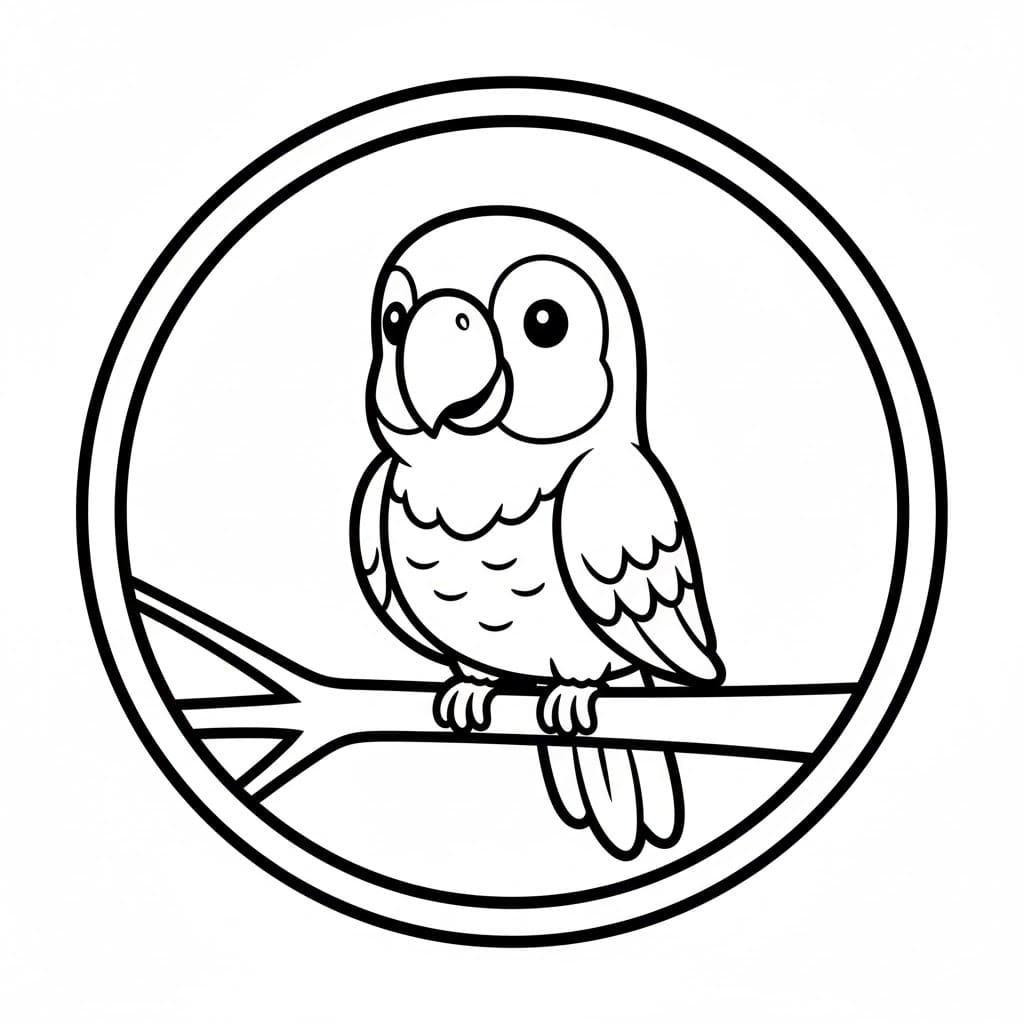 Papegøye i en sirkel fargelegging