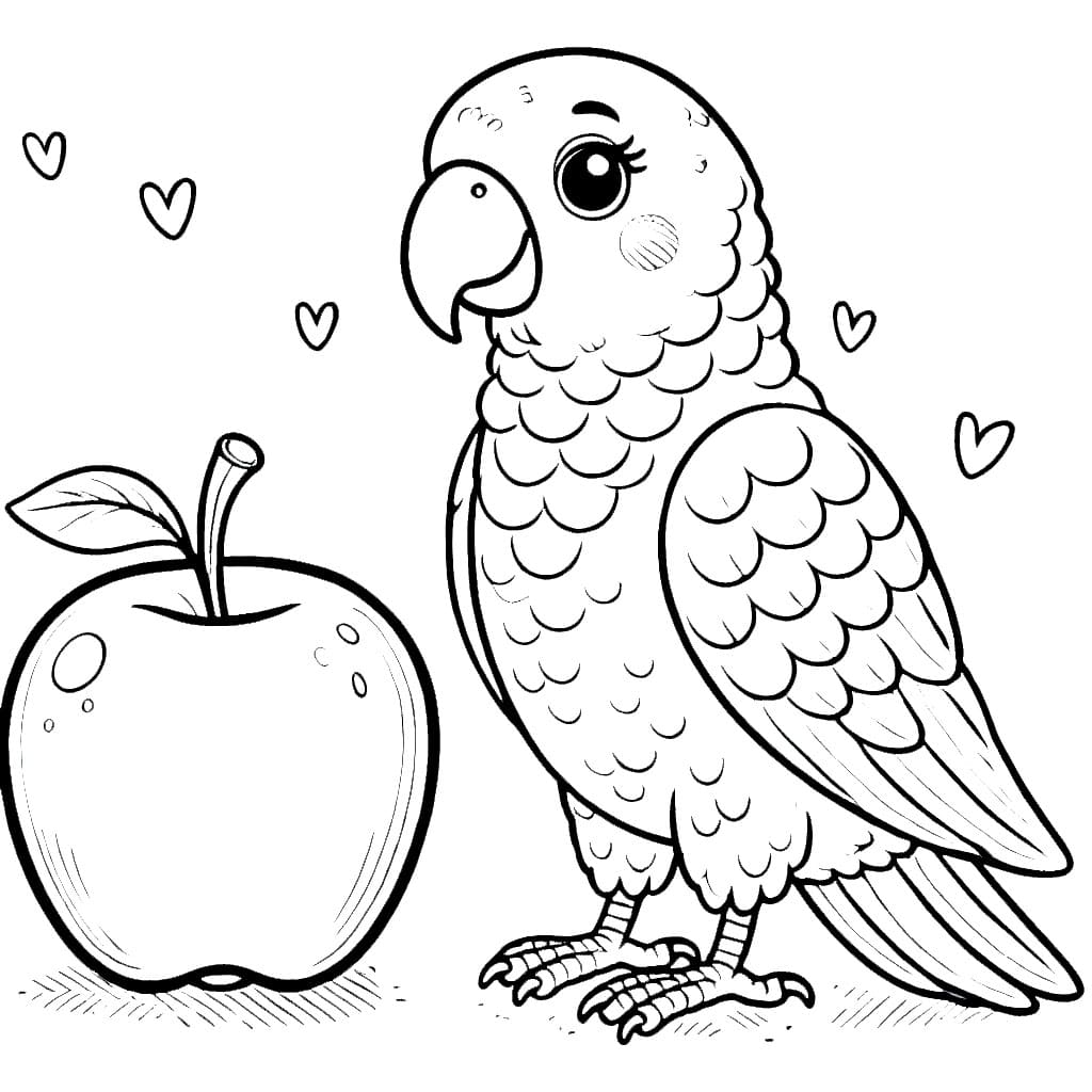 Papegøyen og eplet fargelegging