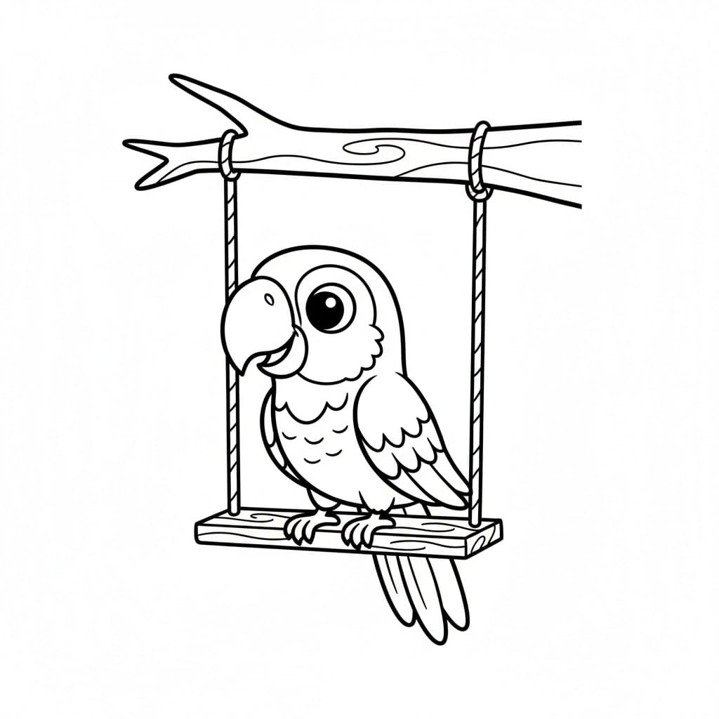 Papegøyen sitter på husken fargelegging