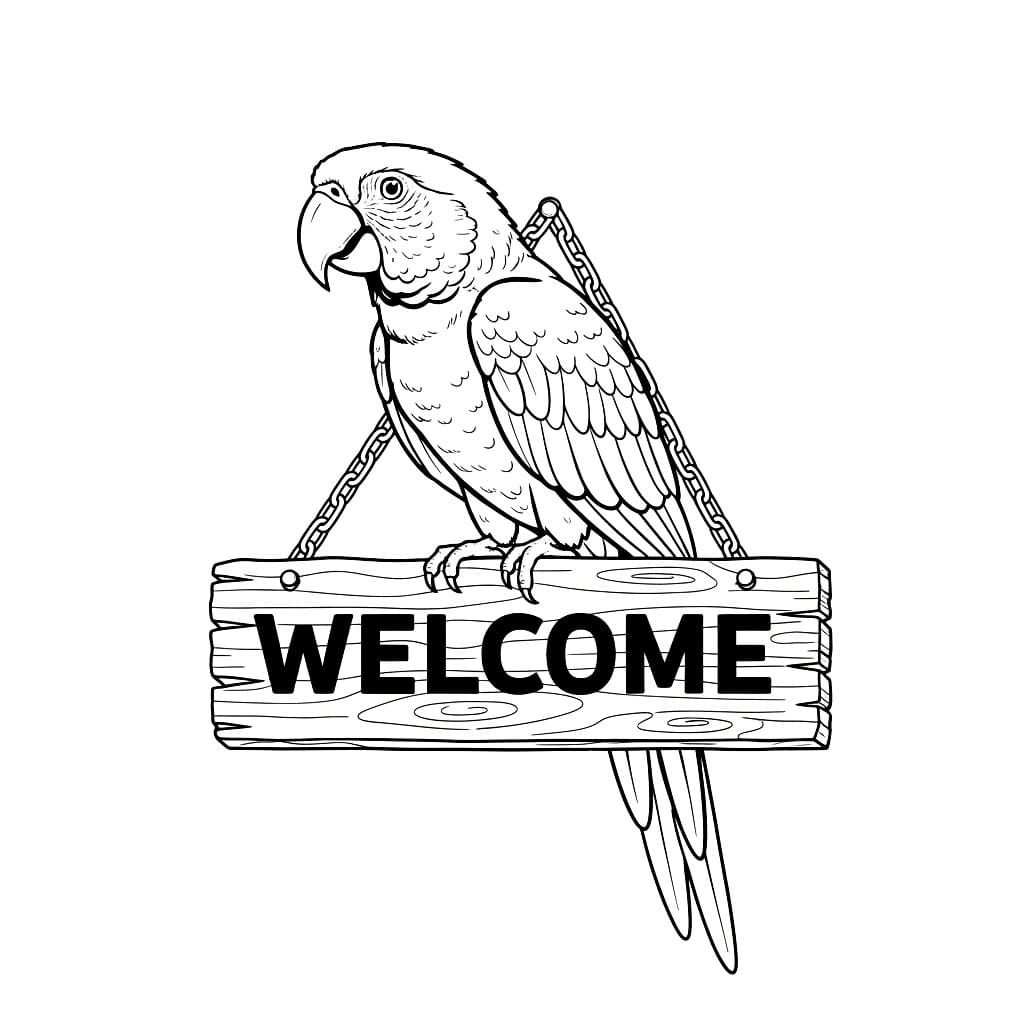 Papegøyen som står på skiltet fargelegging
