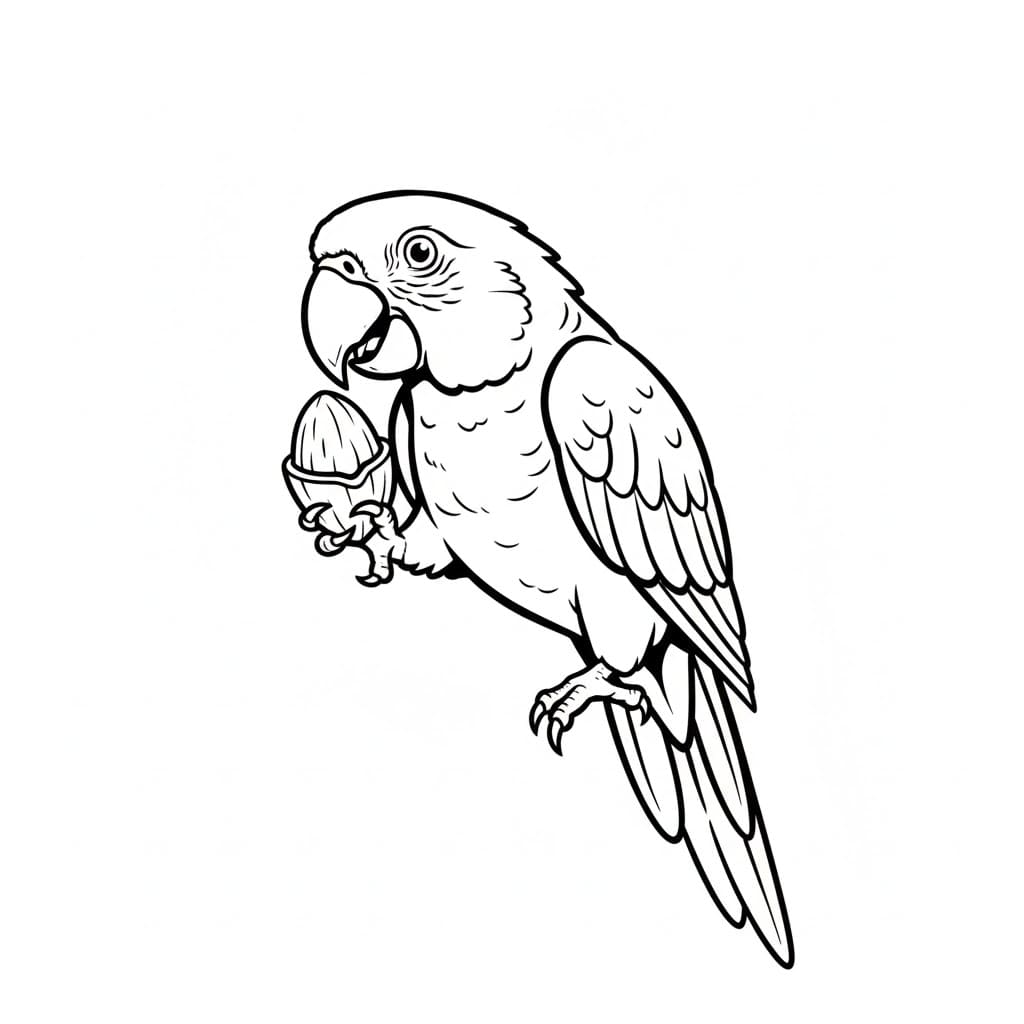 Papegøyen spiser fargelegging